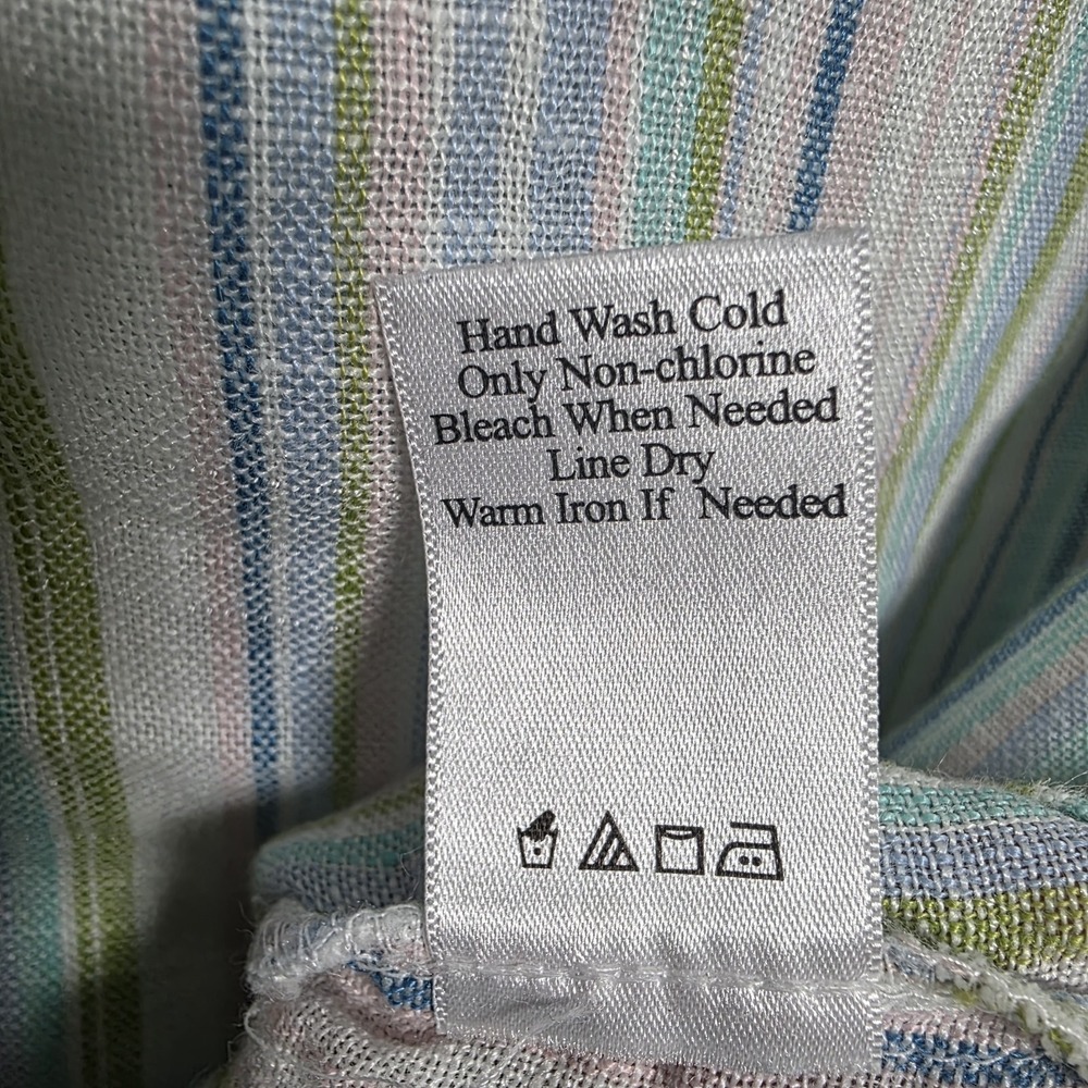Coldwater Creek Womens 1X Blue Striped Linen Blend‎ Button Shirt Coastal Mature - Picture 6 of 7